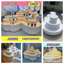 Booth display stand creative special-shaped rotating luminous paint island cabinet technology experience jewelry rectangular and round display cabinet