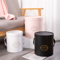 Valentine's Day Portable Cylindrical Bouquet Bucket Holding Bucket Round Flower Gift Box Set Box Flower Flower Shop Packaging Materials
