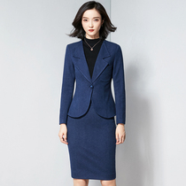 High-end professional suit women 2021 autumn and winter temperament ol business dress padded suit suit work uniform dress