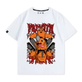 Мультяшная летняя хлопковая футболка для школьников, короткий рукав