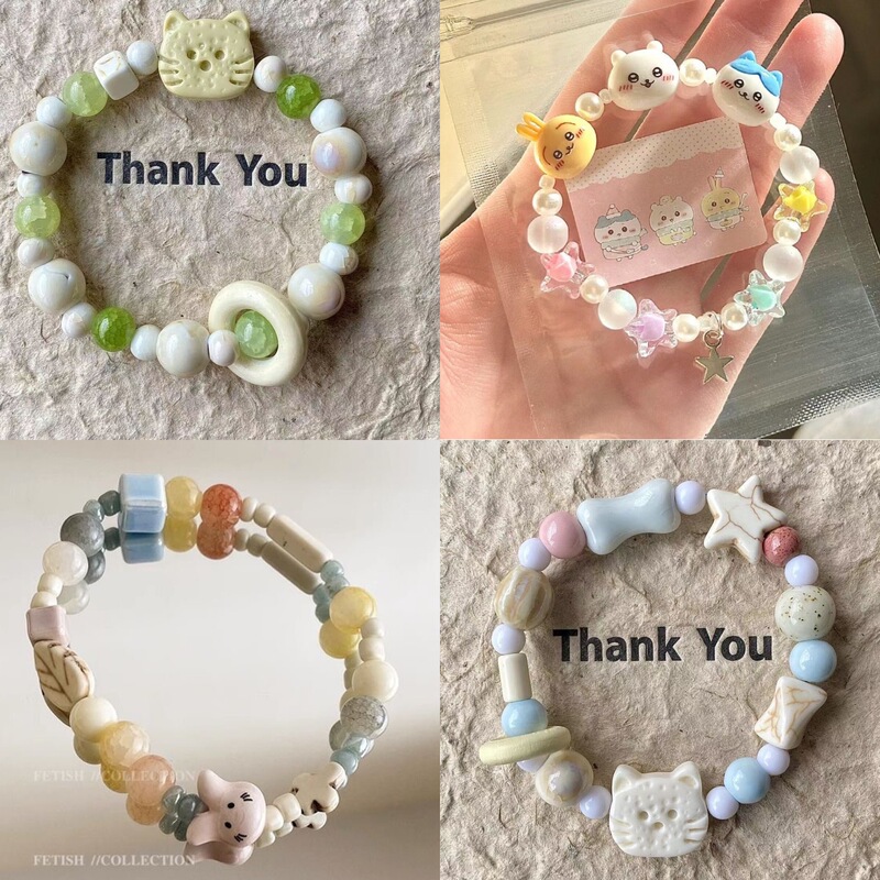 Cute Bracelet Cookie Cat and Bear Series Niche Chinese Style Versatile Design Bracelet Versatile Cute Bracelet Cookie Cat and Bear Series Niche Chinese Style Versatile Design Bracelet Versatile