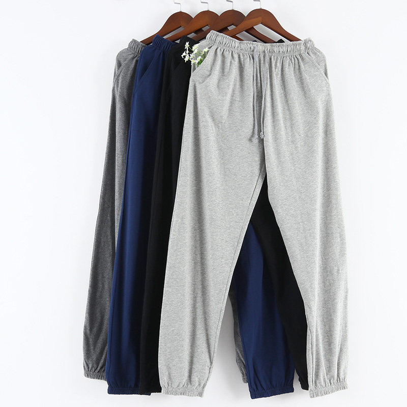 Cotton pajama pants, men's and women's cotton trousers, summer closure, foot binding, thin and thick spring and autumn loose home pants