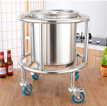 Stainless Steel Barrel Rack Soup Ladle Soup Pan Hot Water Barrel With Pulley Bracket Insulated Barrel Shelf Canteen Restaurant Commercial Cart