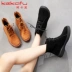 Kekaf thời trang mùa đông 2019 đơn giản giày da ngắn đơn giản giày da của phụ nữ Martin boots phẳng tất cả các trận đấu thủy triều giày phụ nữ - Giày ống