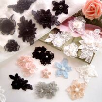 Lace piece cloth patch patch patch clothes pants skirt DIY hand decoration embroidery black and white flowers