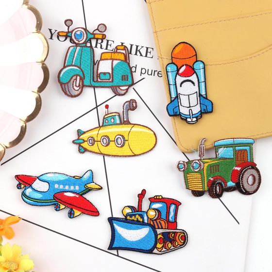 Cartoon car airplane cloth patch patch clothing repair clothes jeans hole patching decoration embroidery subsidy flower