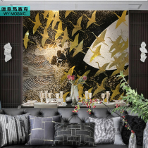 Materialistic Ice Jade Cut Painting Mosaic Background Wall Golden Xuanguan Living-room Clubhouse Decoration Customized Jigsaw Puzzle Parquet Building Materials