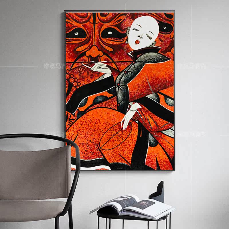 Materialistic Glass Mosaic Fine Cut Painting Genguan Background Wall Neoclassical Living Room Tile Aisle Wall Painting Background Wall