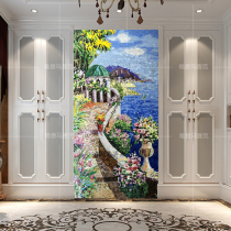 Landscape Oil Painting Glass Custom Mosaic Fine Cut Painting Background Wall Puzzle Mediterranean Hotel Genguan Brief Eurotile