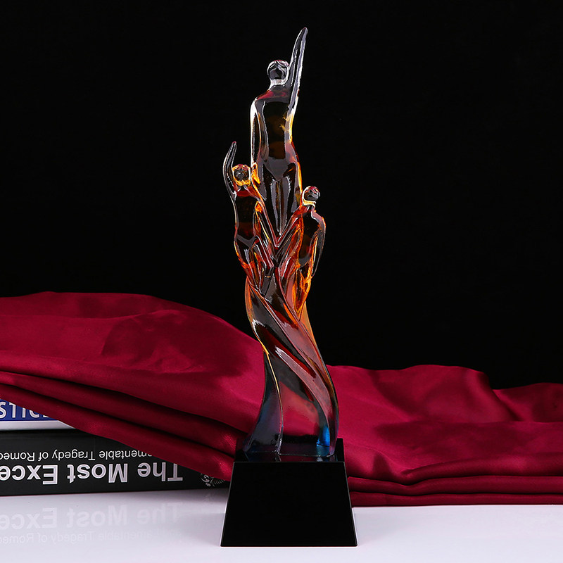 Glazed Trophy Custom High-end Creative Trophy Crystal Pentagram Medal Set For Excellent Employee Prize Making