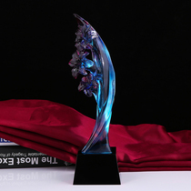 Customized glass trophies high-end creative trophies crystal pentagram medals customized awards for outstanding employees