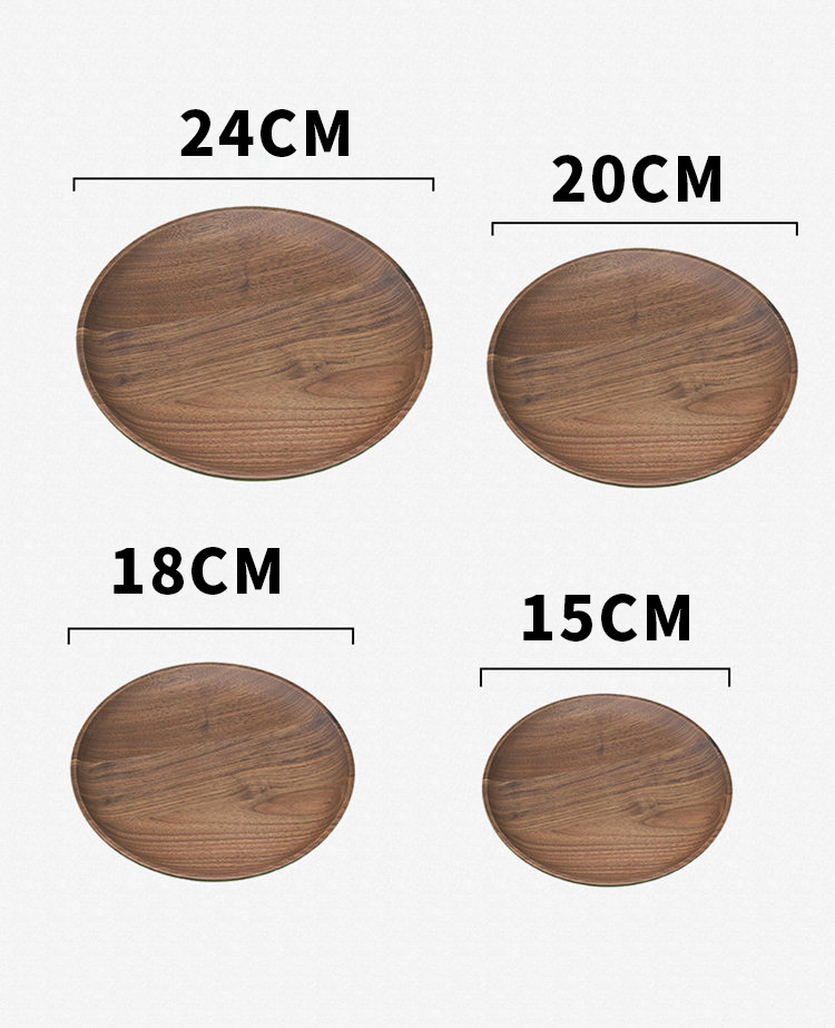 New Walnut Dish Phong cách Nhật Bản Gỗ trái cây Tấm tròn Khay gỗ Sáng tạo Khay gỗ nguyên bản - Tấm khay gỗ đựng đồ ăn