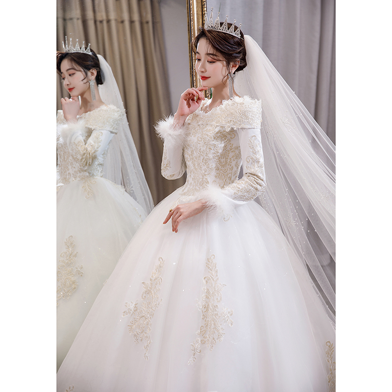 2026 New Style Wedding Dress for Petite Brides, High-End Quality, Princess Style, Long-Sleeve Main Wedding Gown for Welcoming Guests and Leaving the House