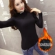 Cộng với áo nhung dày, áo sơ mi nữ ấm áo Slim cổ tròn đồ lót nhiệt mùa thu và mùa đông áo dài tay màu rắn áo giữ nhiệt nam nữ cao cấp