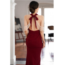 Toast clothing 2022 new wine red thin mermaid bride wedding high-end long summer banquet evening dress