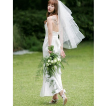 Sling light wedding dress Korean style simple tour thin super fairy Moren line small man white 2021 new bridal dress