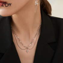 ZYDW original design double laminated with flow Su Six Mans Star silver Pendant Lock Bone Chain Necklace necklace with lukewarm wind