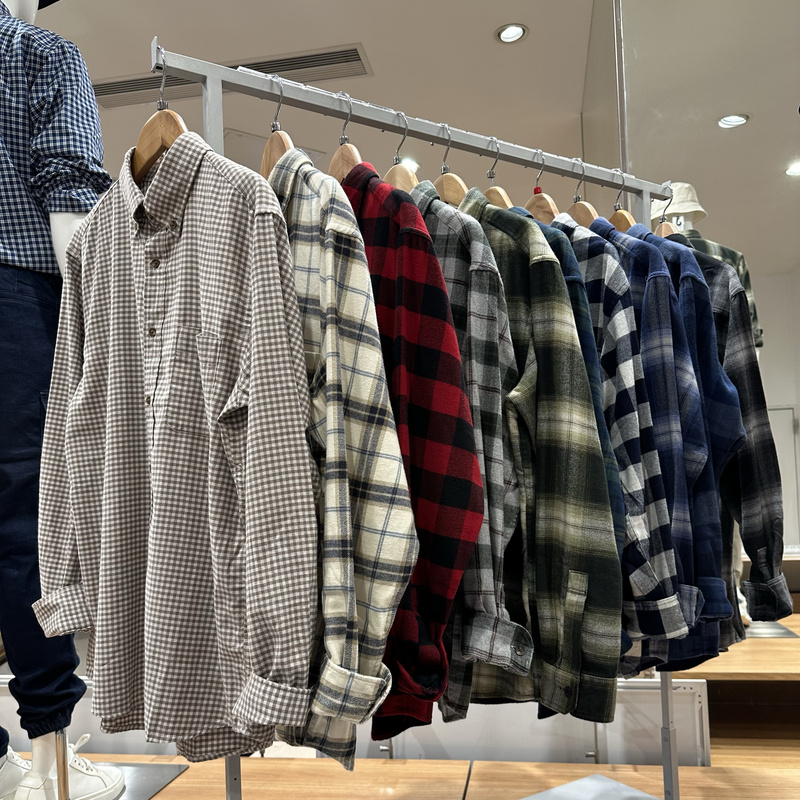 Uniqlo Men's Flannel Plaid Shirt Long Sleeve Shirt Thin Jacket Air Conditioning Shirt 480772 481225