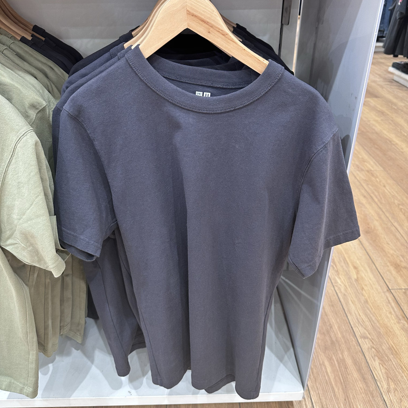 Uniqlo Men's Master t Uniqlo U Regular Shoulder Round Neck T-Shirt Short Sleeve Cotton 482296 475356