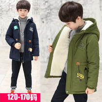 Boy Garsuede jacket 2022 New 12-year-old cotton suit Yangqi 8 Childrens cotton clothes 9 CUHK Thickened Autumn Winter Clothing