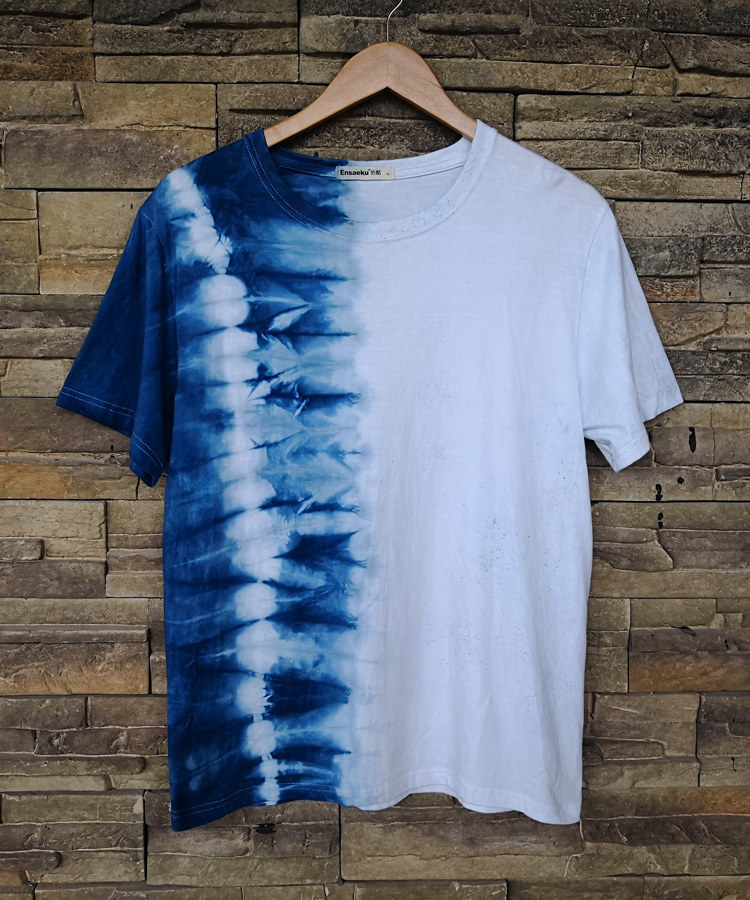 (Blue Indigo) Original Plant Blue Dye Indigo Batik Zhai Dyeing t-shirt Custom Half Blue Danzione Batik