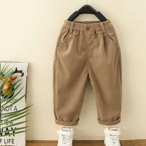Детские штаны, вельветовые повседневные брюки для мальчиков для отдыха, осенние, в западном стиле