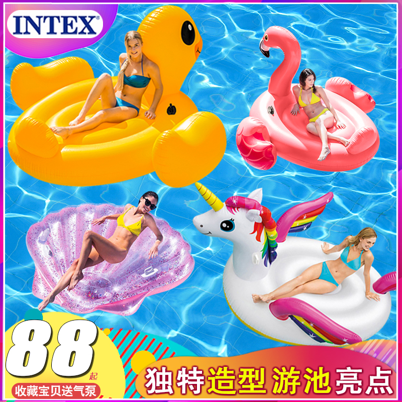 INTEX Adult water floating sitting on fire Birds Unicorn Children Swimming Circle Floating Pool Inflatable Floating Beds