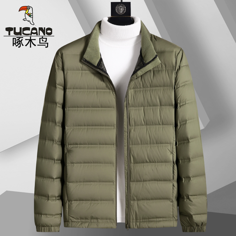 Woodpecker High-End Lightweight down Jacket for Men, New Autumn and Winter Style, Loose Fit, Large Size, Men's Casual Stand-Up Collar Warm Coat