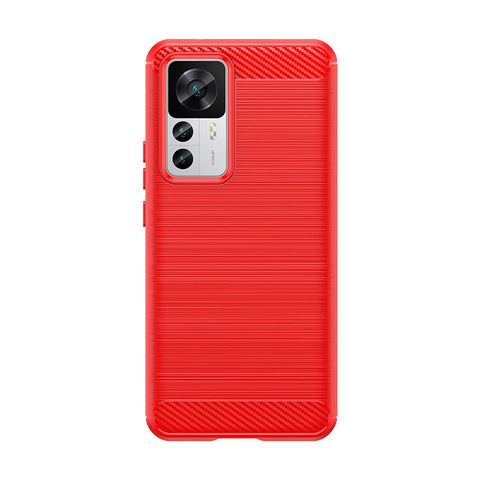 Red — Rugged Shield Brushed Pattern Tough Shockproof 12T, 12T Pro Phone Case