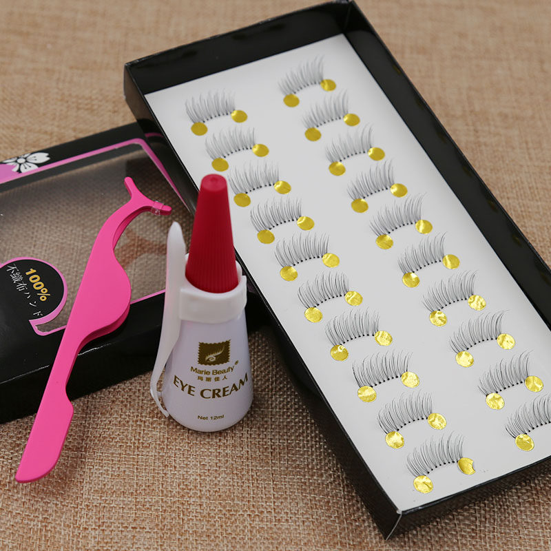 False eyelashes glue tweezers set Japanese half-shaped natural lifelike eye end lengthened transparent stem false eyelashes