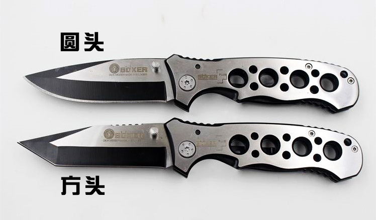 Mùa xuân thép gấp dao chính hãng gấp dao lặn dao Mỹ Boke saber ngoài trời tự vệ cắm trại Thụy Sĩ dao không thẳng dao gấp đa chức năng