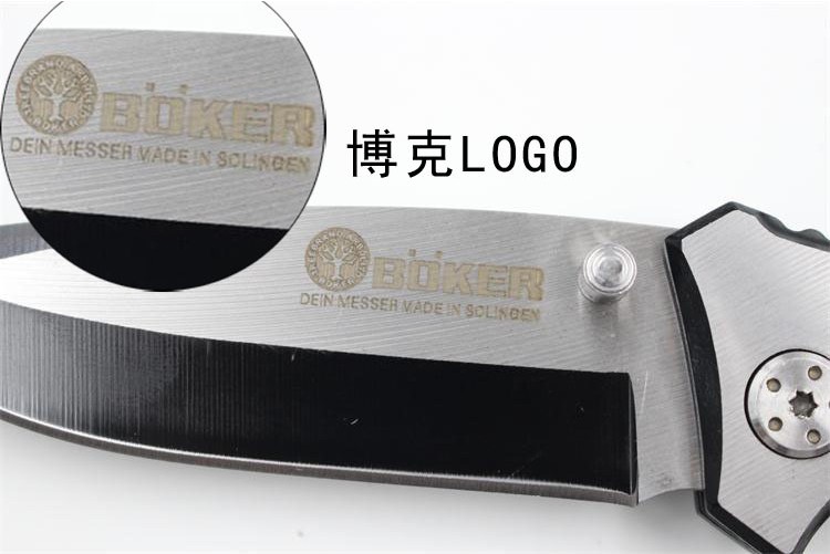 Mùa xuân thép gấp dao chính hãng gấp dao lặn dao Mỹ Boke saber ngoài trời tự vệ cắm trại Thụy Sĩ dao không thẳng dao gấp đa chức năng