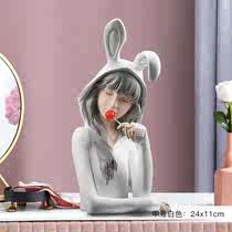 Bow girl light luxury floral ornaments vase dried flowers decorate Nordic living room simulation flowers Modern simple flower arrangement