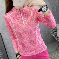 Outdoor quick-drying clothes womens long sleeve fitness clothes breathable elastic slim running sports fast-drying T-shirt hiking sunscreen clothes