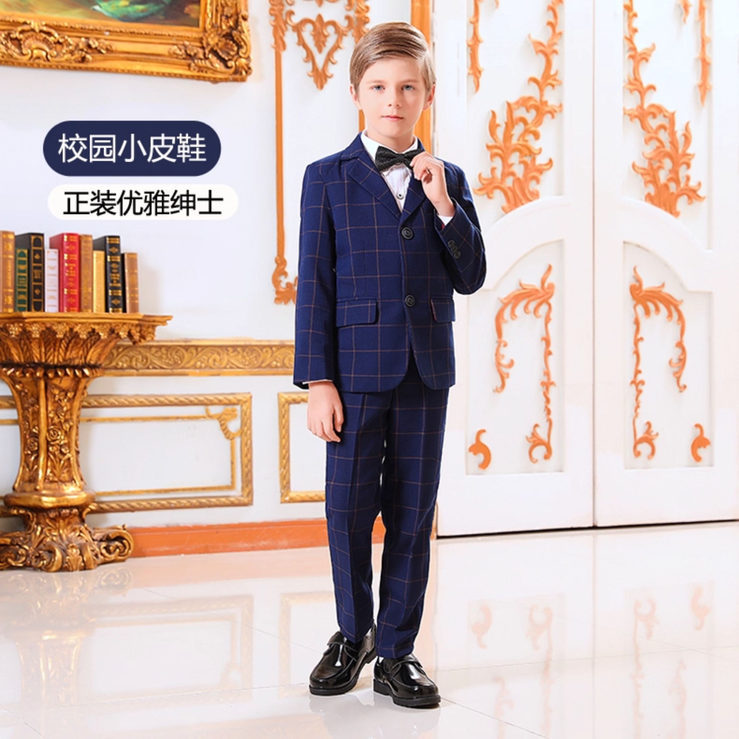 男童皮鞋黑色软底小学生表演鞋校园男孩春秋新款英伦演出儿童皮鞋 — 5