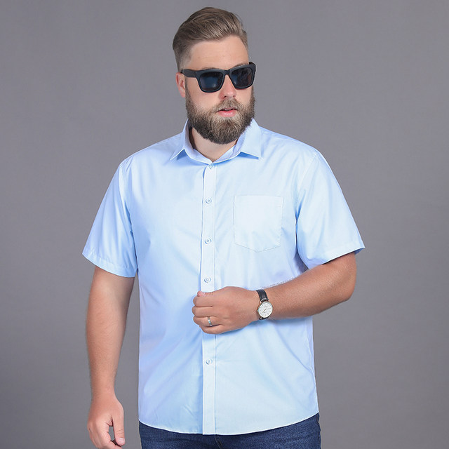 Add fertilizer and increase summer men's short-sleeved shirt modal extra-large white business casual formal dress half-sleeved shirt