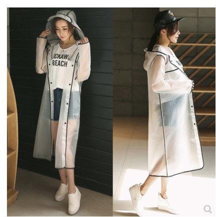 Knight of the Round Table Frosted transparent long version raincoat raincoat Female adult outdoor men's single hiking raincoat Student