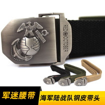 Military fan belt canvas belt stereo pattern Marine Corps Global Hawk logo stainless steel belt head