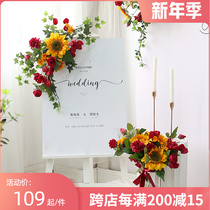 Sunflower series flower art store welcome card hanging flower water brand flower wedding guide Flower Hotel decorative flower