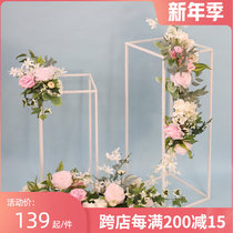 Wedding flower row set design stage Guide wedding iron box geometric road lead rectangular decorative column