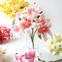 Lily imitation dried flower bouquet living room dining table decoration floral fake flower vase arrangement interior decoration flower lily