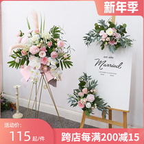 Pink rose simulation floral decoration shop celebrates opening flower basket flower ball water brand welcome flower tripod flower tripod flower