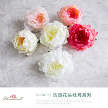 Peony flower head simulation flower Single large peony flower head Silk flower fake flower Wedding DIY headdress decorated peony flower