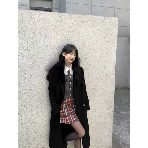 Демисезонное небольшое шерстяное пальто, 2024 года, подходит для подростков