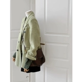 Костюм, демисезонное небольшое короткое шерстяное пальто, подходит для подростков, в корейском стиле