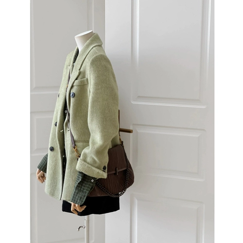 Костюм, демисезонное небольшое короткое шерстяное пальто, подходит для подростков, в корейском стиле