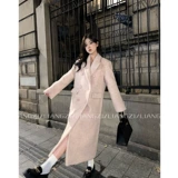 Розовое демисезонное шерстяное пальто, увеличенная толщина, 2024 года, премиум класс, подходит для подростков