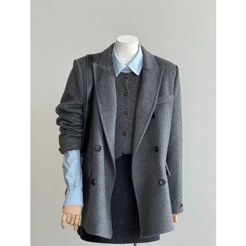 Демисезонное зимнее короткое шерстяное пальто, изысканный стиль, подходит для подростков