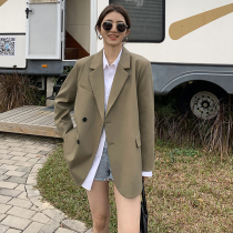 Gangfeng design sense small suit jacket female 2021 Spring and Autumn new khaki temperament loose suit top