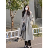 Демисезонное длинное шерстяное пальто, изысканный стиль, подходит для подростков